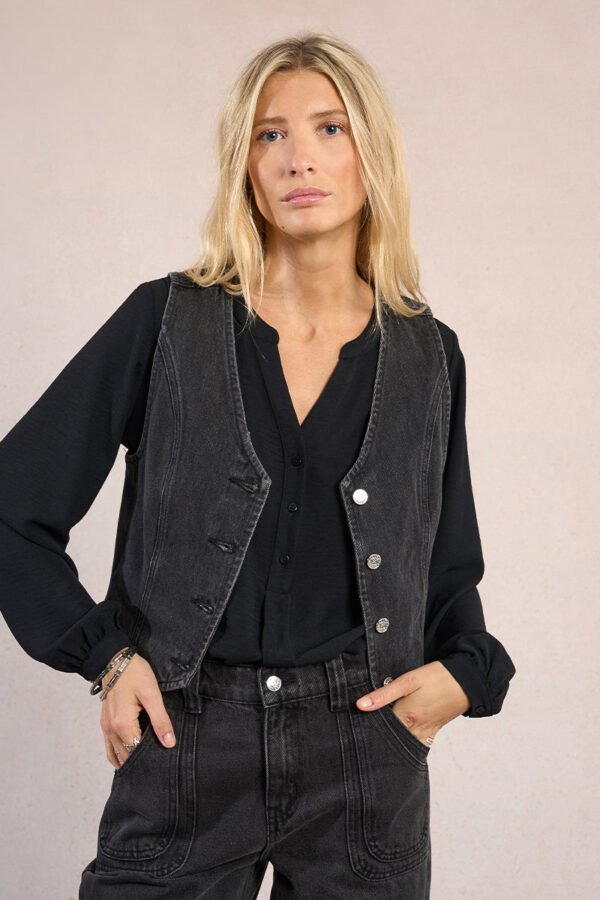 LADIES WOVEN SLEEVELESS JACKET